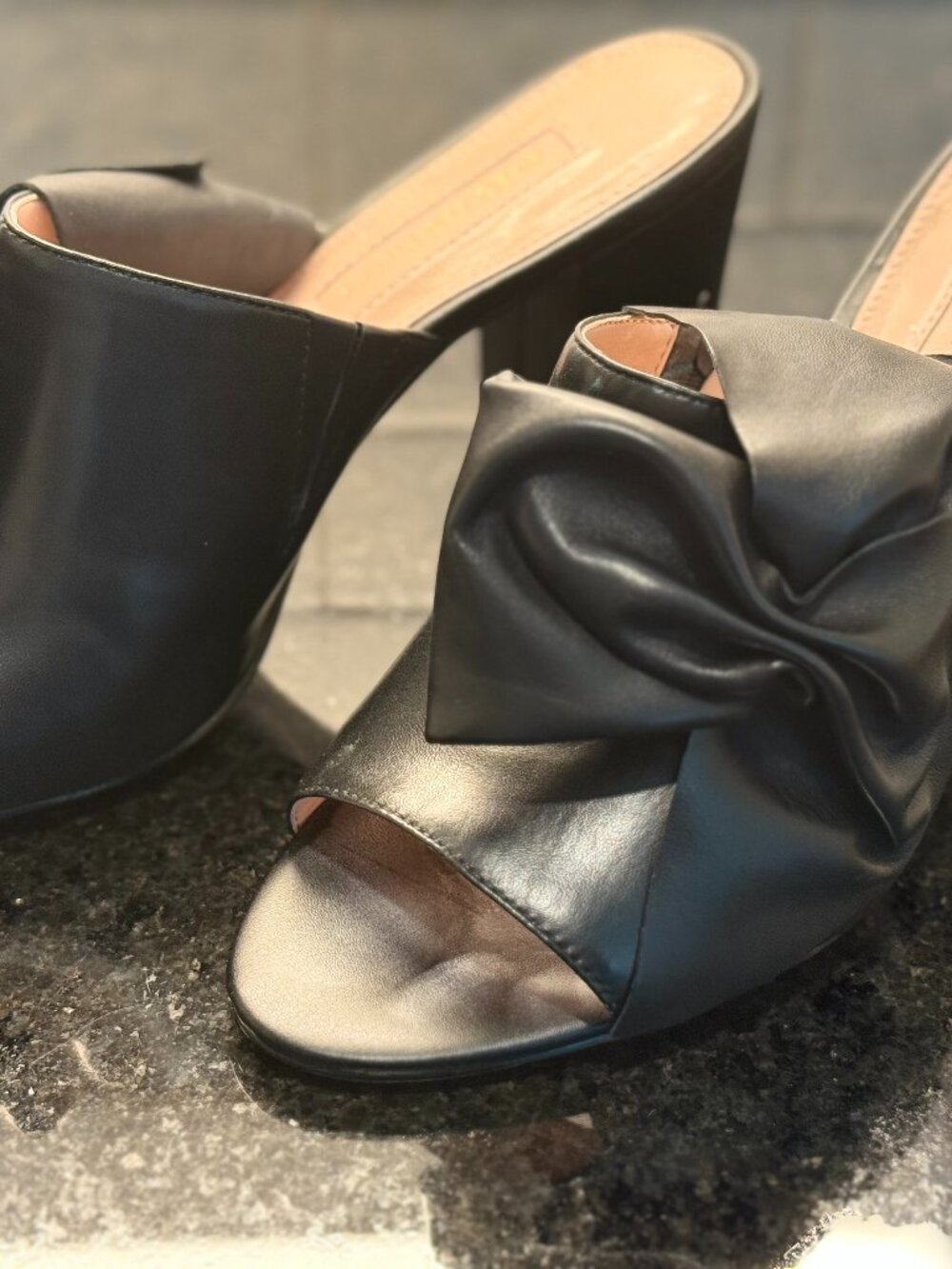 Avec Les Filles Black Nappa Mules